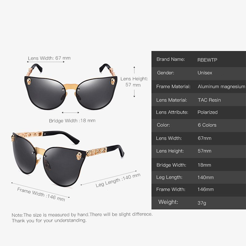 Fashion Women Gothic Cat eye Sunglasses Skull Frame Metal Temple Gold Sun glasses Oculos De Sol Feminino Luxury for women