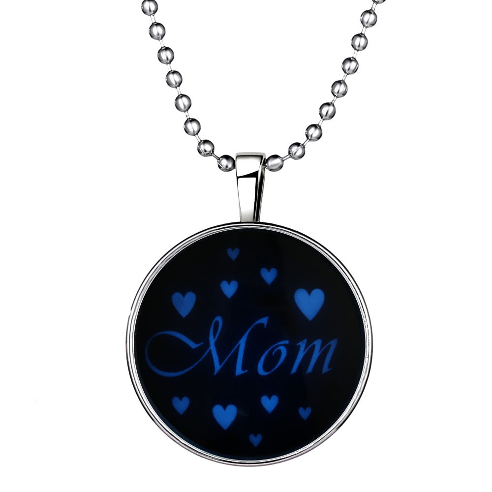 Glowing necklace Glow in the Dark Pendant Necklace Stainless Steel Chain Punk for Mom Gifts Jewelry