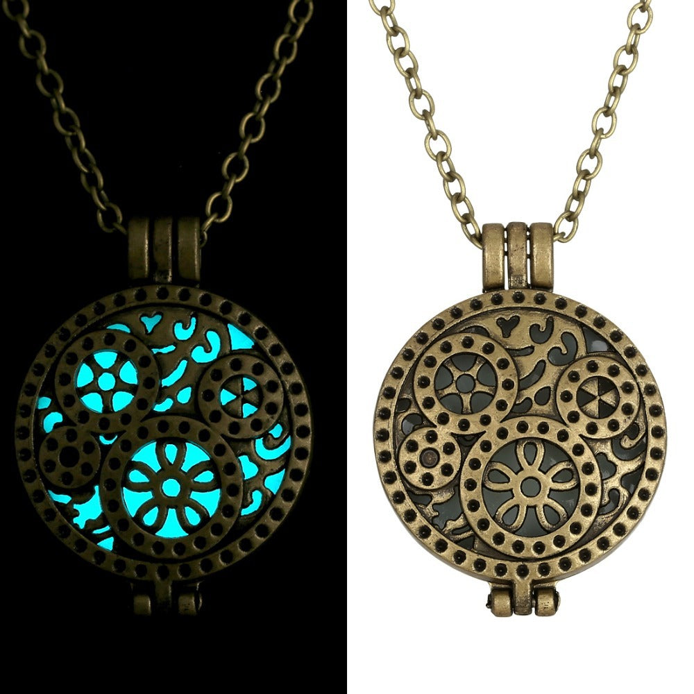 Locket Hollow Pendant Gifts Necklaces Glow In Dark Vintage Necklace Women Glowing Jewelry necklaces & pendants