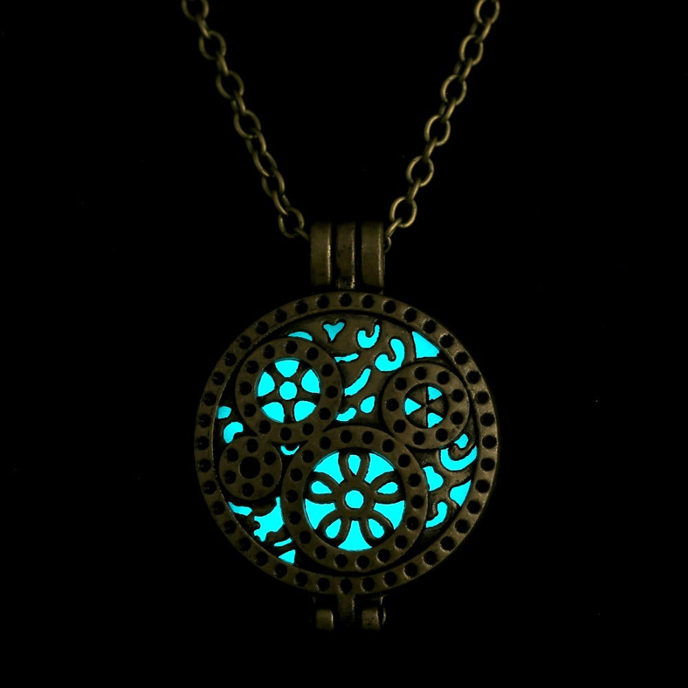 Locket Hollow Pendant Gifts Necklaces Glow In Dark Vintage Necklace Women Glowing Jewelry necklaces & pendants