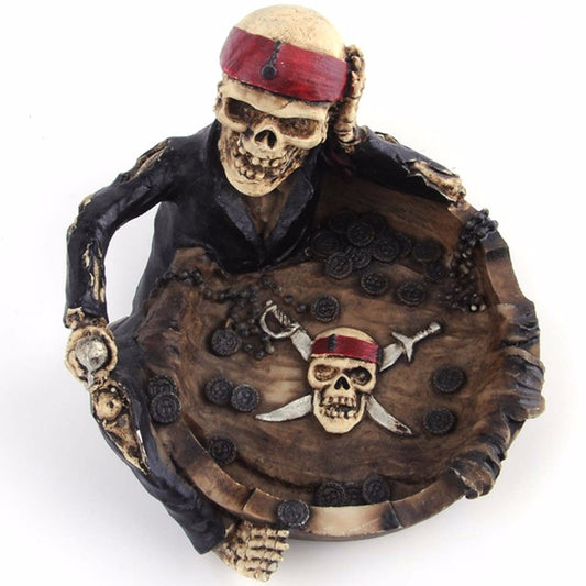 Resin Ashtray Lovely Cartoon Pirate Captain Skeleton Home Office Funny Gift