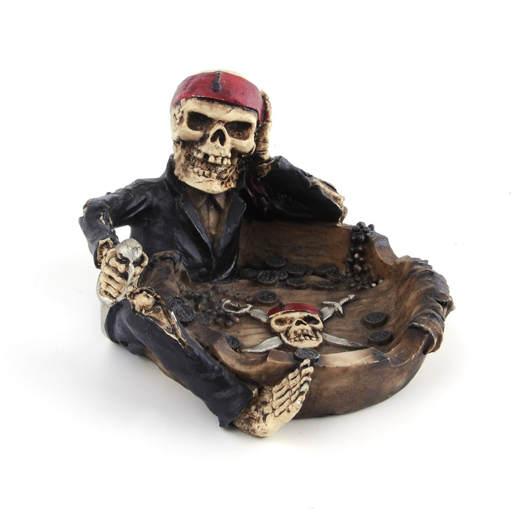 Resin Ashtray Lovely Cartoon Pirate Captain Skeleton Home Office Funny Gift Creative Personality Trend Ashtray