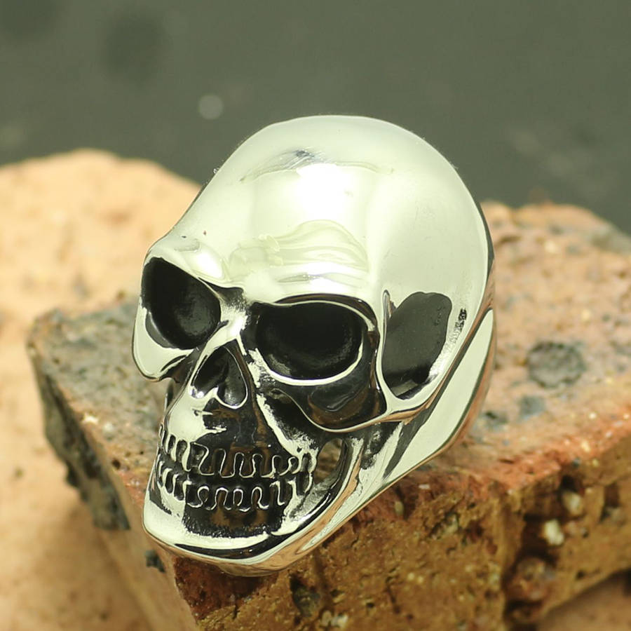 Retail Size 6 to size 16 Unisex 316L Stainless Steel Classic Biker Skull Ring