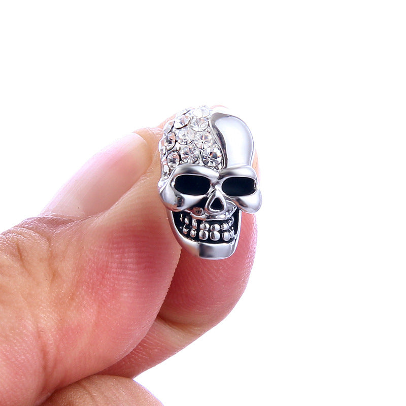 Rhinestone Rock Punk Skull Crystal Silver Tone Stud Earrings For Women Men Earrings Hiphop Jewelry Brincos