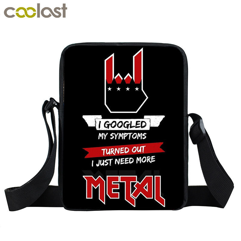 Rock Guitar Skull Rose Mini Messenger Bag