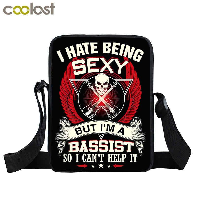 Rock Guitar Skull Rose Mini Messenger Bag