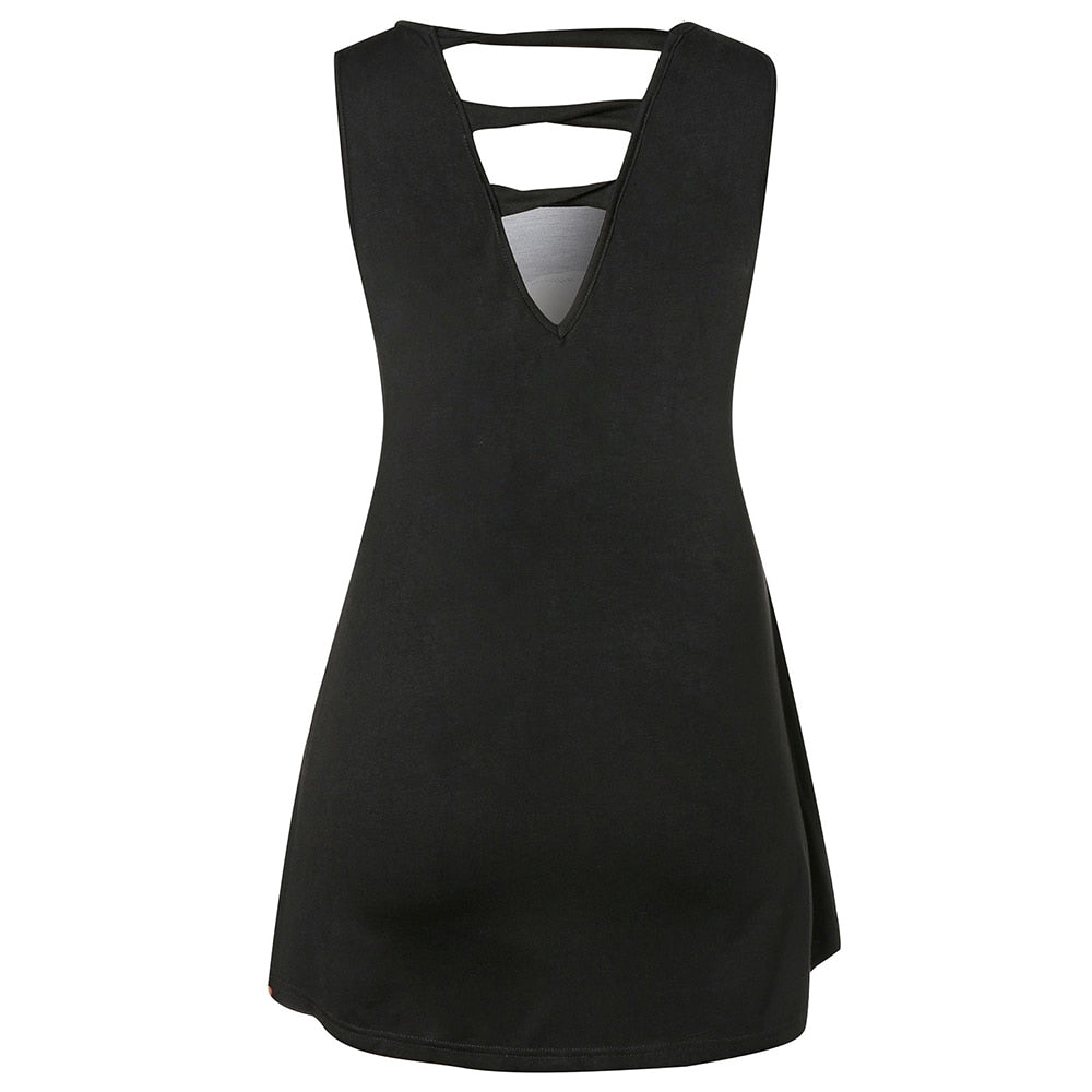 Women Tops Skull Print Cut Out Top Gothic dress, tanktop