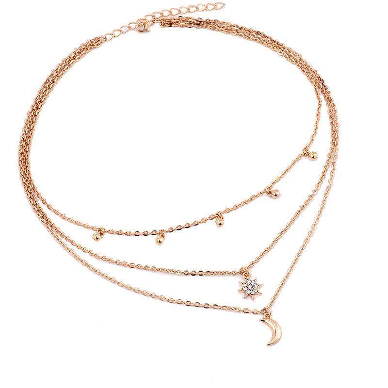 New Boho Jewelry Multi Layer Beads Choker Necklaces for Women Sexy Moon Fashion Pendant Vintage Collier choker Necklace