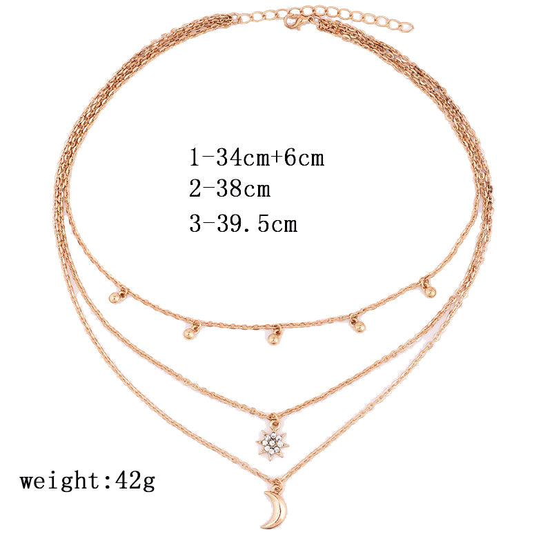 New Boho Jewelry Multi Layer Beads Choker Necklaces for Women Sexy Moon Fashion Pendant Vintage Collier choker Necklace