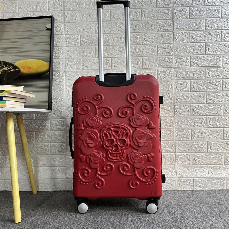 Set 20'' 24 '' 28'' Sugar Skull Travel Suitcase abs hardside trolley luggage