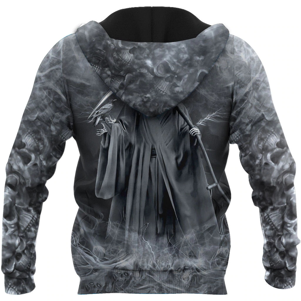 Skull Grim Reaper Smoke 3D Printed Mens hoodies & Sweatshirt Autumn Unisex zipper Hoodie Casual Sportswear