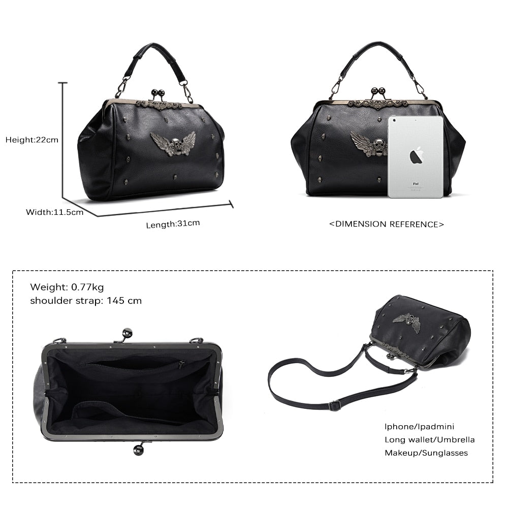 Halloween skull Handbags for Women 2022 Designer Luxury Skull Tote Bag Quality PU Leather Crossbody Bag Rivet Boston Shoulder Bag