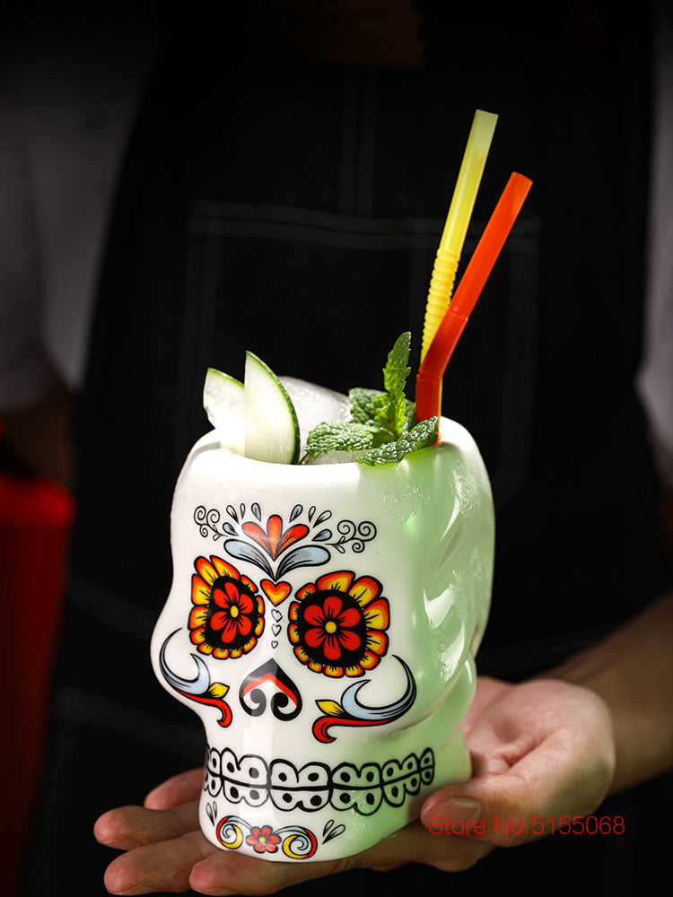 Flower Skull Bar Cup Personality Hawaii Cocktail Drink Mug Hawaii Party Wine Glass Ceramic Cup