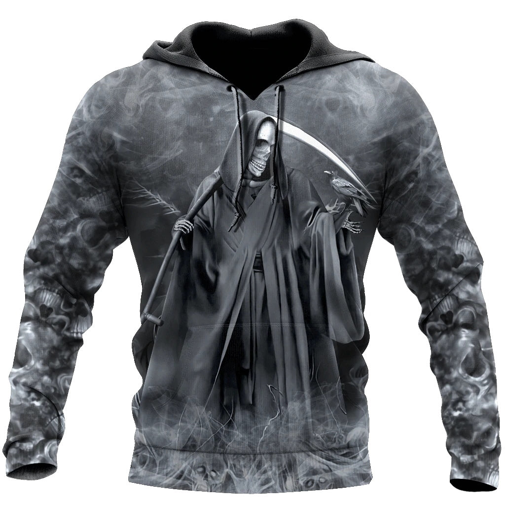 Skull Grim Reaper Smoke 3D Printed Mens hoodies & Sweatshirt Autumn Unisex zipper Hoodie Casual Sportswear