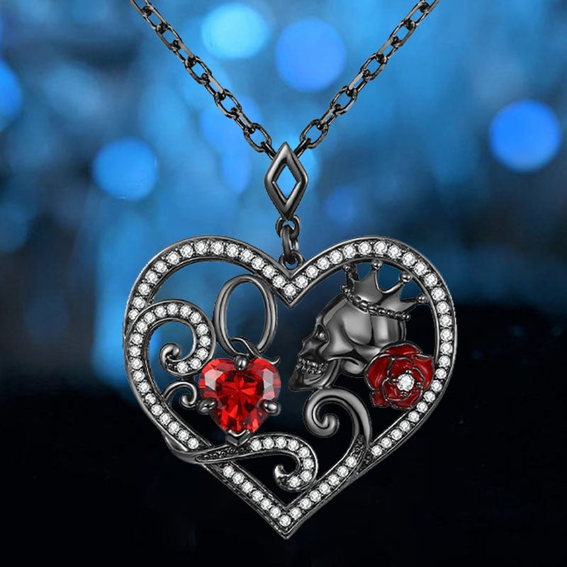 Exquisite Skull Necklace Personality Heart Fashion Party Necklace