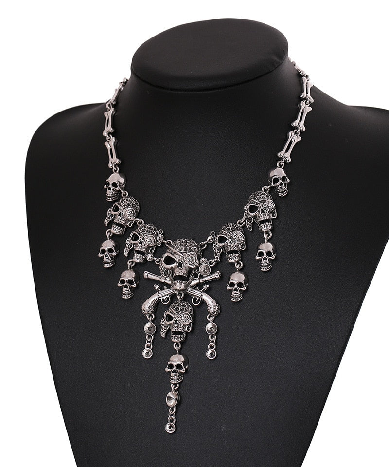 Classic Jewelry Statement Vintage Pirate Skeleton Skull Necklace Pendant