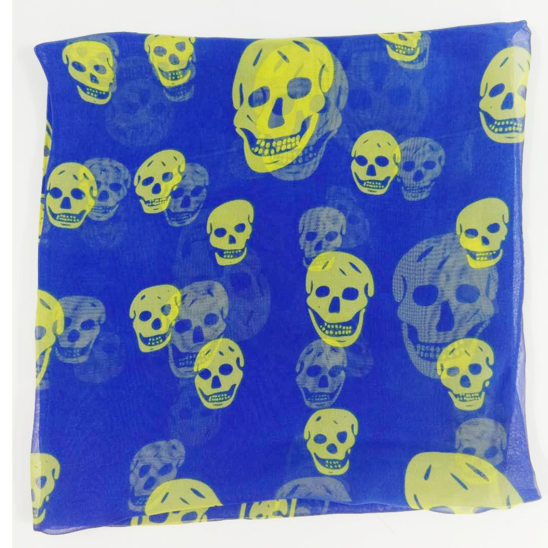 Summer Beach Square Shawl Ladies Designer Skull Print Chiffon Scarf Muslim Hijab for Women Luxury Skeleton Wrap 120cm*120cm