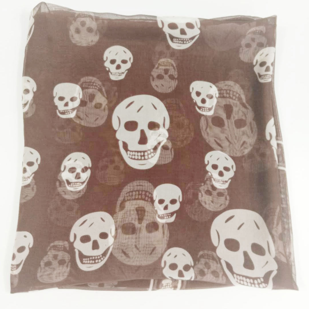 Summer Beach Square Shawl Ladies Designer Skull Print Chiffon Scarf Muslim Hijab for Women Luxury Skeleton Wrap 120cm*120cm