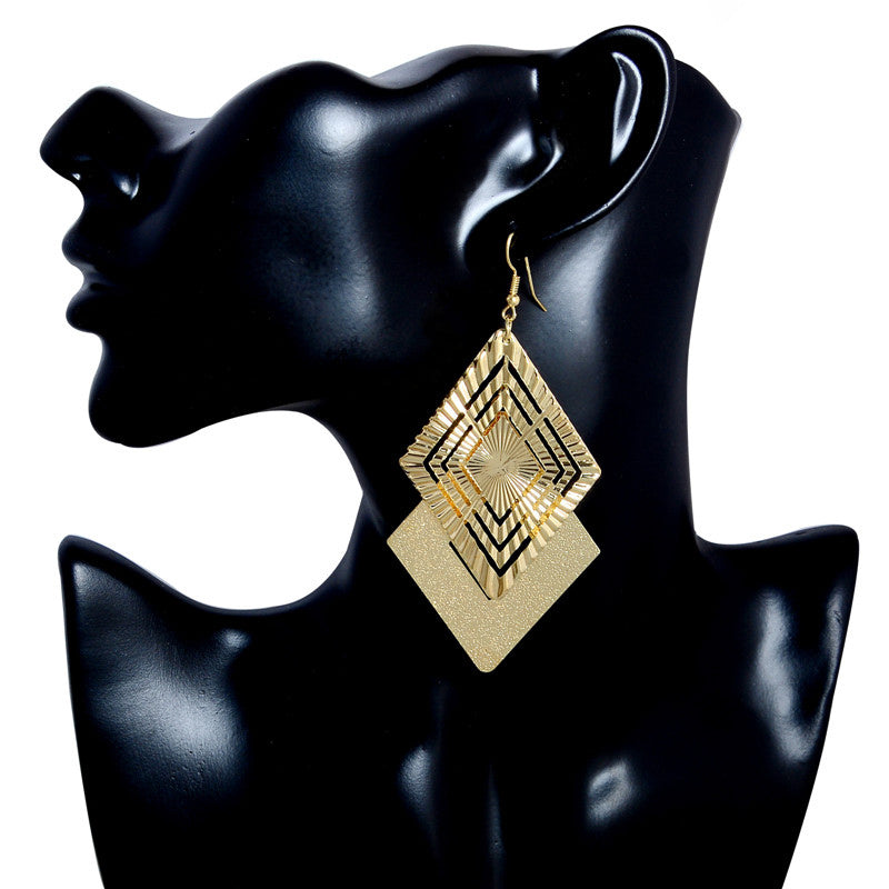 High Quality Brand Designer Fashion Big Gemotric Drop Earrings Jewelry for Women Gold Color Charm Gemotric Earrings