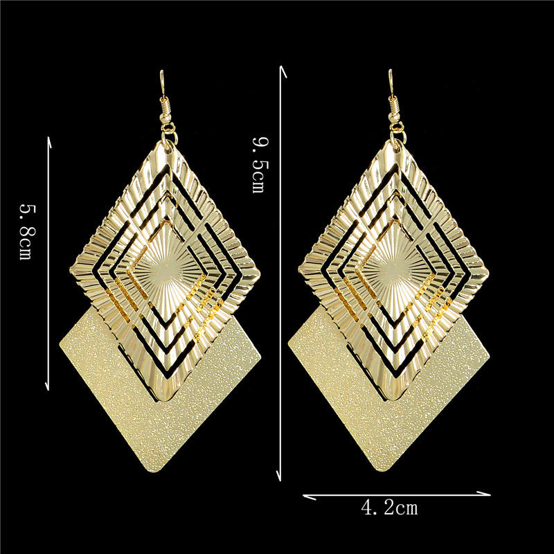 High Quality Brand Designer Fashion Big Gemotric Drop Earrings Jewelry for Women Gold Color Charm Gemotric Earrings