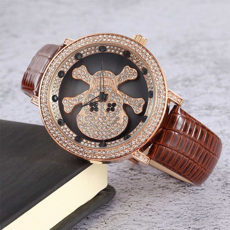 Women Rhinestone Skull Watches Luxury brand Bracelet Wristwatch Fashion