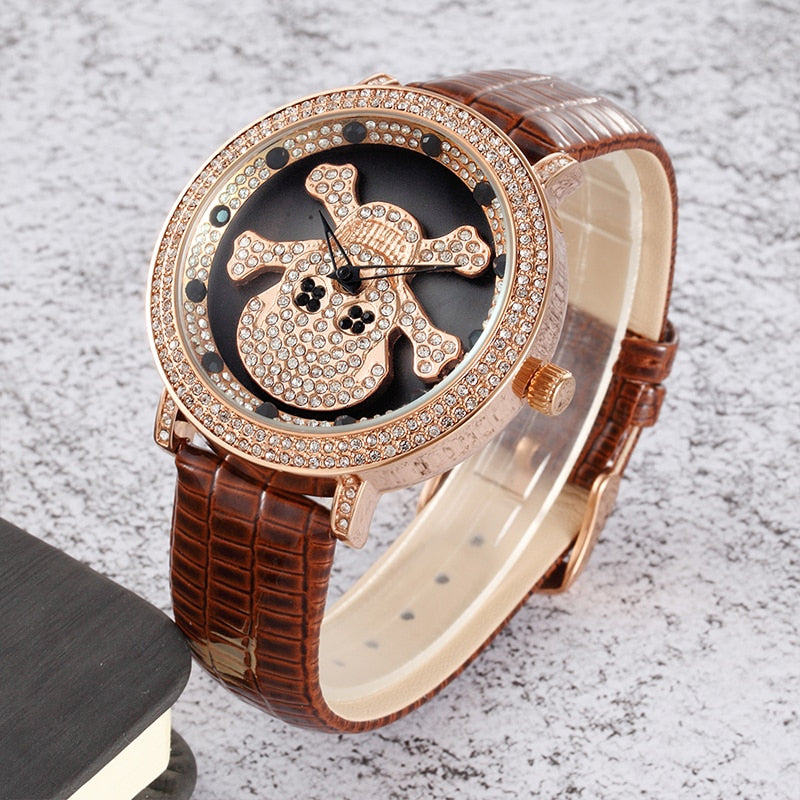 Women Rhinestone Skull Watches Luxury brand Bracelet Wristwatch Fashion