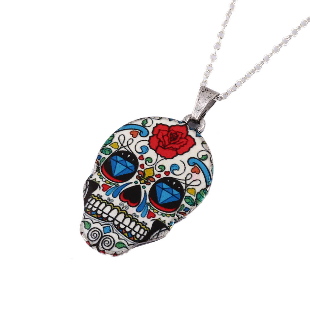 New Fashion Vintage Skeleton Pendant Necklace Women Skull Head chain Necklace Party Halloween Gifts Accessories
