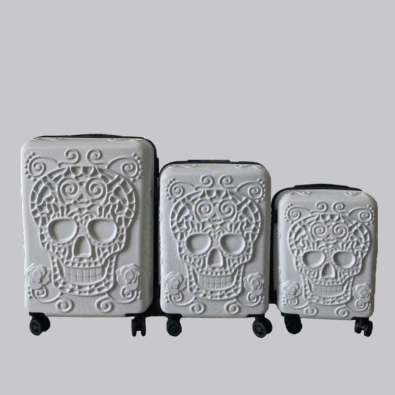 Set 20'' 24 '' 28'' Sugar Skull Travel Suitcase abs hardside trolley luggage