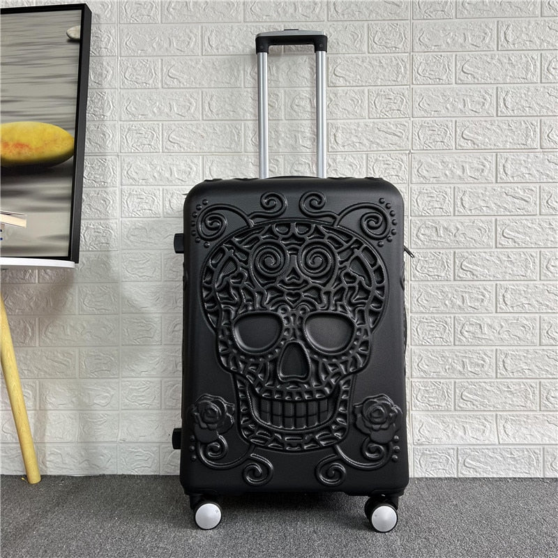 Set 20'' 24 '' 28'' Sugar Skull Travel Suitcase abs hardside trolley luggage
