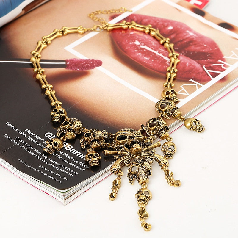 Classic Jewelry Statement Vintage Pirate Skeleton Skull Necklace Pendant