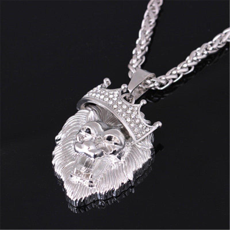Glow In The Dark Crown Lion Tiger Pendant Necklaces Gold Color Rock Animal Necklaces For Women Men Jewelry
