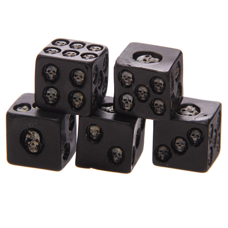 Set Of 5 Six-sided Black Skull Dice Deluxe Devil Poker Dice Gothic Gambling Dice Collectible Decoration Skeleton Gamblers Gift