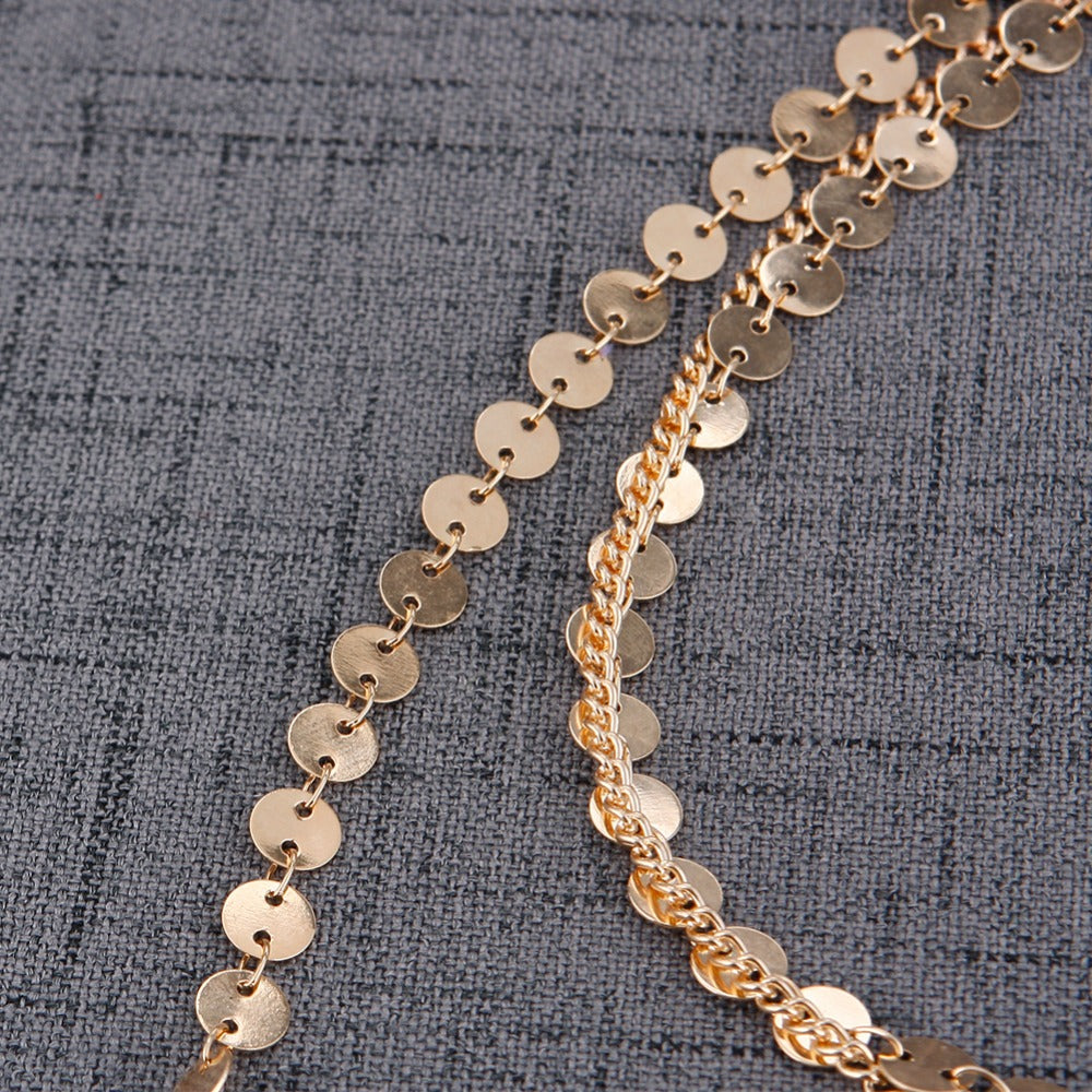 Sexy Multilayer Sequins Rhinestone Tassel Pendants Chain Necklace Choker Collar Women Jewelry