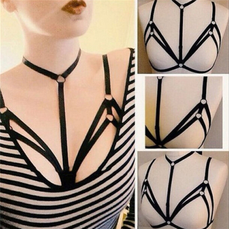 Sexy Women Erotic Bandage Tops Bra Strappy Open Bra Gothic Chest Harness Lingerie Garter Strap Underwear Belt