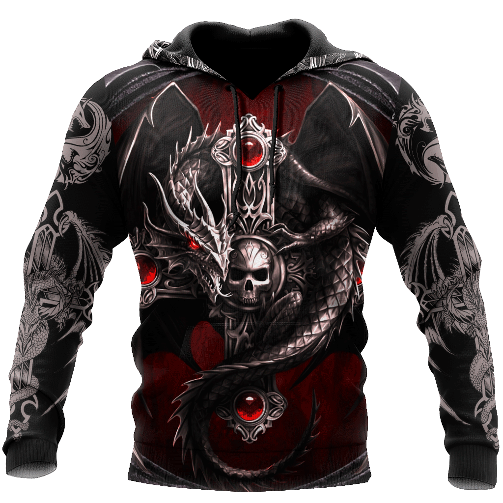 Red & Black Skull Dragon 3D Printed Fashion Mens hoodies & Sweatshirt Autumn Unisex zipper Hoodie Casual Sportswear