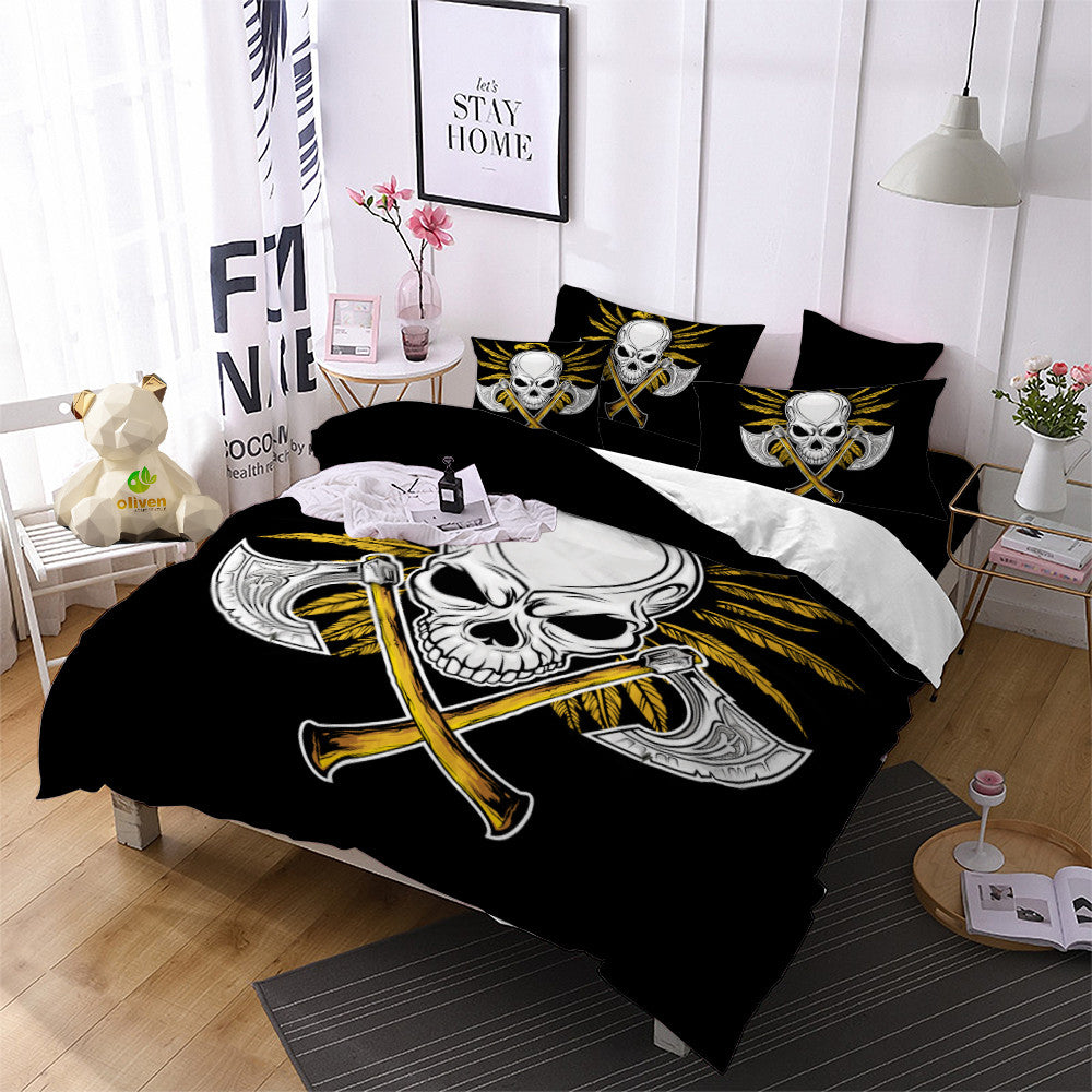 Silver Axes Criss-Cross Bedding Set Skull Golden Eagle Duvet Cover 100% Polyester Bedclothes Home Decor bedding outlet D45