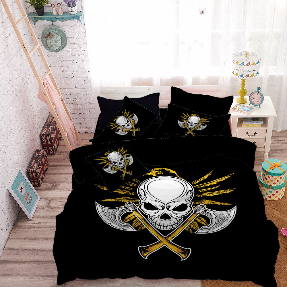 Silver Axes Criss-Cross Bedding Set Skull Golden Eagle Duvet Cover 100% Polyester Bedclothes Home Decor bedding outlet D45