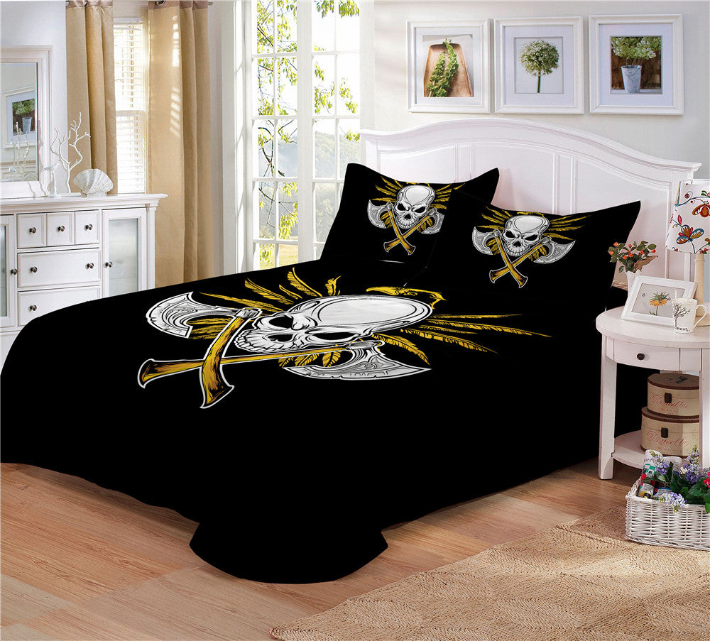 Silver Axes Criss-Cross Bedding Set Skull Golden Eagle Duvet Cover 100% Polyester Bedclothes Home Decor bedding outlet D45