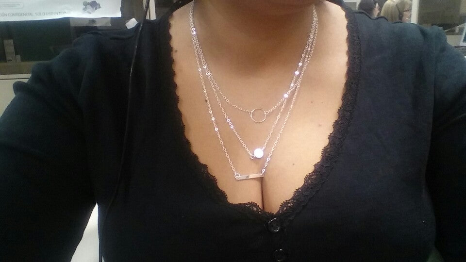 Silver Layered Necklace Set Silver Bar Necklace Jewelry For Women Charm Necklace