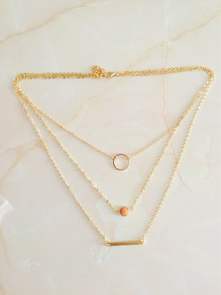 Silver Layered Necklace Set Silver Bar Necklace Jewelry For Women Charm Necklace