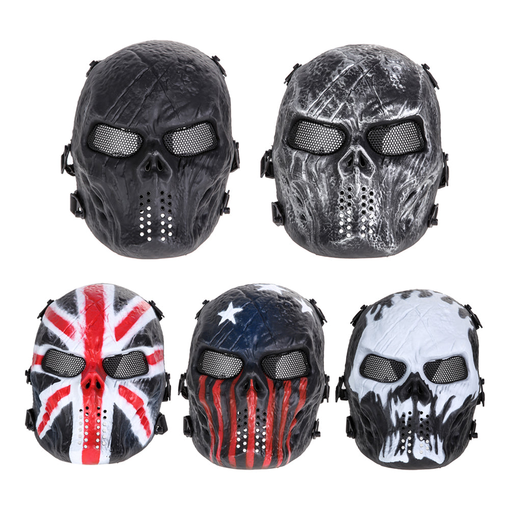 Skull Airsoft Party Mask Paintball Full Face Mask Army Games Mesh Eye