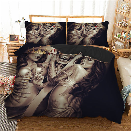 Skull Bedding Set Duvet Cover Quilt Cover Pillow Cases Bed Linen 3pcs Twin Full Queen King Super King Double Size 3pcs Gothic