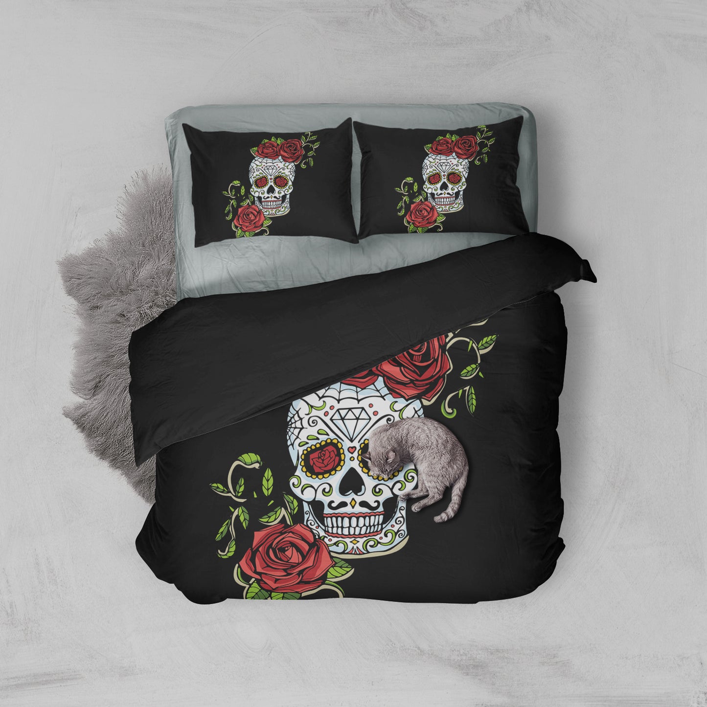 Skull Bedding Set for King Size Bed Europe Style 3D Sugar Skull Duvet Cover with Pillowcase AU Queen Bed Bedline