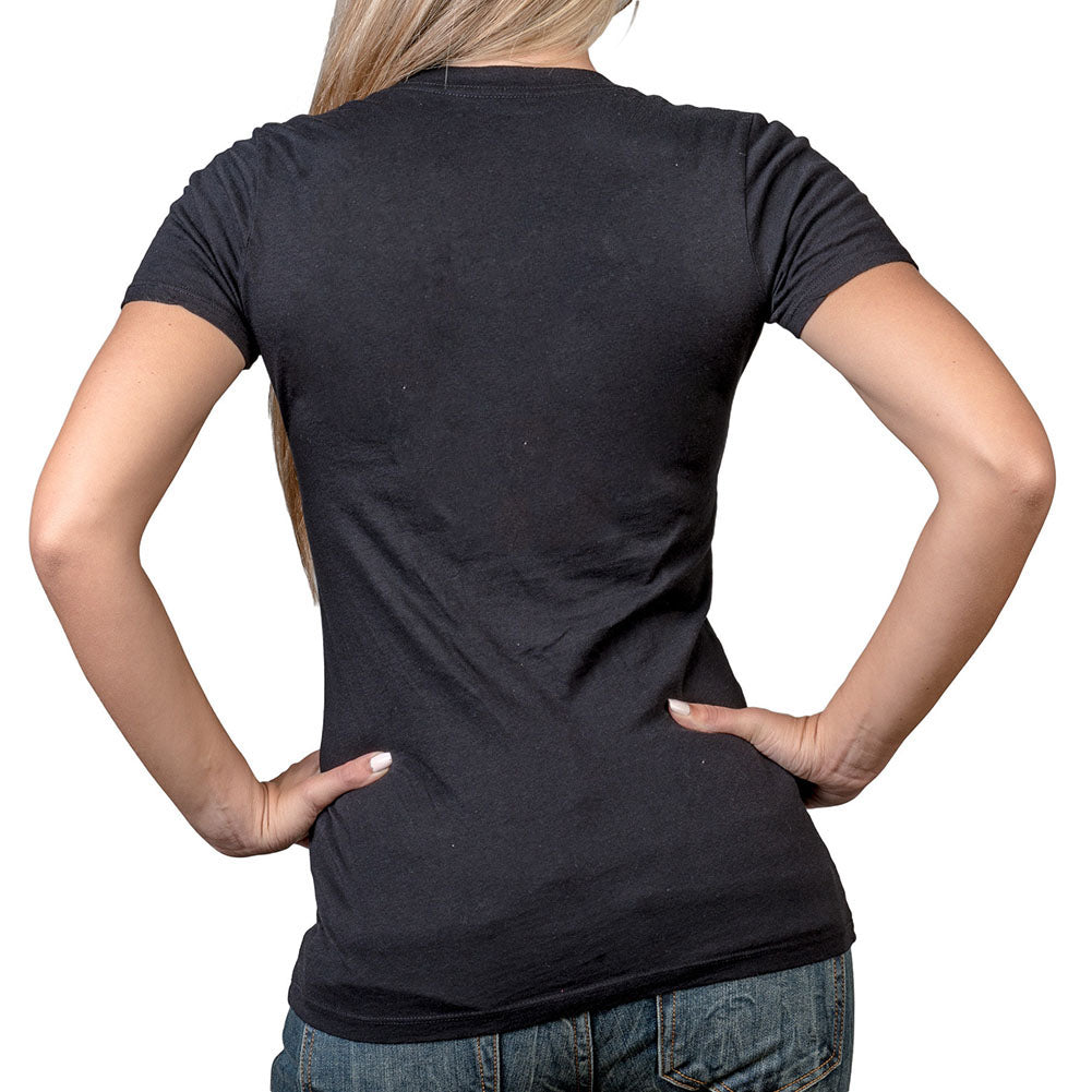 Skull Print T-Shirt Causal Women Short Sleeve V-Neck Punk Style Tee Tops Clothing