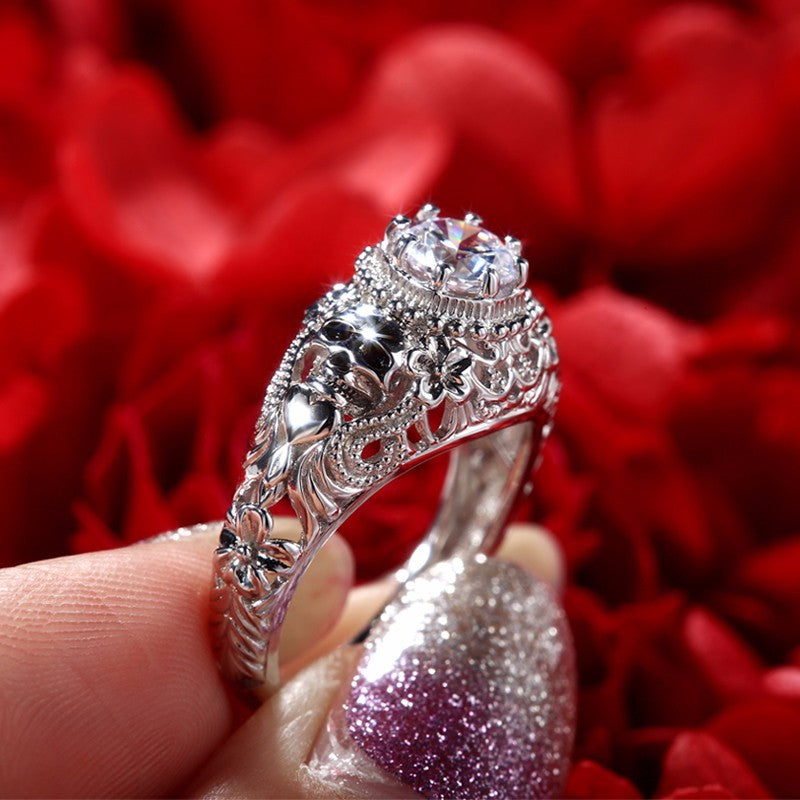 Skull Rings for Women Punk Style Jewelry CZ Stone Zircon Fashion Silver Finger Skeleton Vintage Retro European American Ring