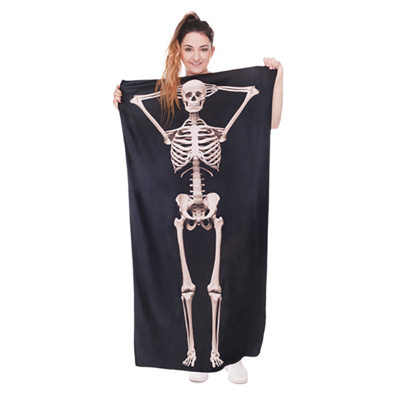 Skull Skeleton 3D Printing Black Bath Towels Microfiber Adults Thick Sport Men/Women Beach Towel Bathroom Outdoor Sport Towels