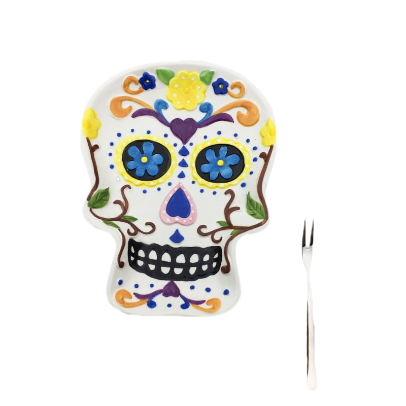 Special Skull Shape Ceramics Plate Cartoon Design Porcelain