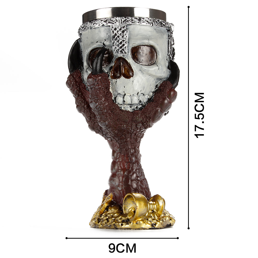 Stainless Steel Gothic Goblet Halloween Party Drinking Glass 3D Skull Skeleton Claw Punk Style Wine Glasses Whiskey Cup