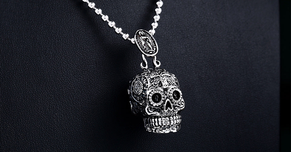 Stainless steel SUGAR Virgin Mary SKULL CROSS MEXICAN GOTHIC BIKER ROCKER PENDANT NECKLACE charm men women fashion jewelry