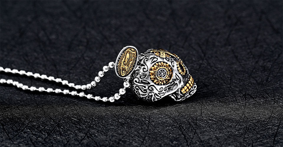 Stainless steel SUGAR Virgin Mary SKULL CROSS MEXICAN GOTHIC BIKER ROCKER PENDANT NECKLACE charm men women fashion jewelry